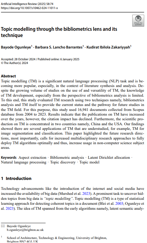 batoog's tweet photo. Topic modelling through the bibliometrics lens and its technique
https://t.co/019l4qzMGv
#Topic_modelling
#AI
#Artificial_intelligence https://t.co/FovoUEQtva