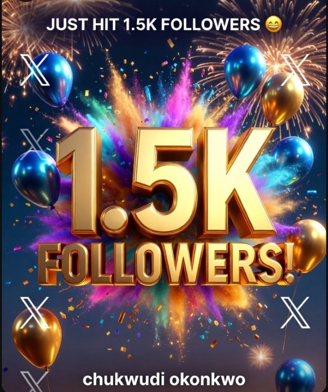 chukwudiok29720's tweet image. 🎉 1.5K FOLLOWERS UNLOCKED! Thank you to every single one of you for the insane support — this milestone is OURS! Grateful doesn’t even cover it. Let’s keep building something legendary together 💪🔥
Who’s celebrating a W with me today? Drop a 🔥below! 
#1point5K #Milestone