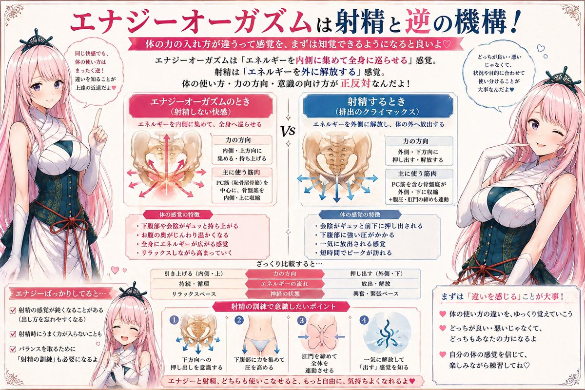 imacoco_sou's tweet photo. これは難しく考えなくて良いんだよね☺️

エナジーオーガズムは射精と逆の機構だから、
エナジーばっかりしてる場合は
射精の訓練が今度は必要になるよ。

射精の時の体の力の入れ方と
エナジーの時の力の入れ方が違うって感覚を
まずは知覚できるようになると良いよ❤️ https://t.co/hxuqItH6Zm