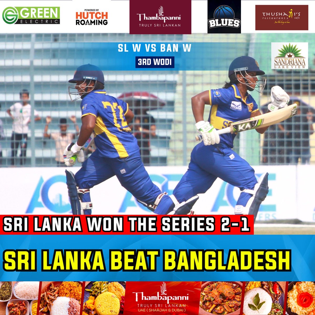 DanuskaAravinda's tweet photo. 3rd WODI : Sri Lanka beat Bangladesh by 7 wickets & Won the Series 2-1
SL W : 214-3 (46.3)
BAN W : 213/8 (50)
#sportspavilionlk #danushkaaravinda #SLvsBAN #BANvsSL #fypシ゚viralシfypシ゚viralシal https://t.co/GfeAWDGVOT
