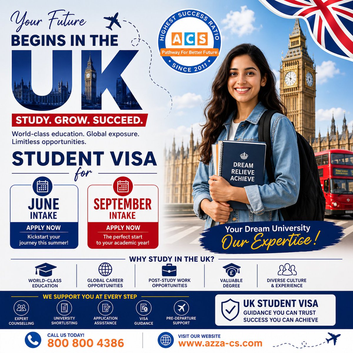 azzaconsultancy's tweet image. Your future begins in the UK ✨
Study at top universities, explore global opportunities, and build a successful career.
📅 June &amp;amp; September intakes now open
📞 Call us today: 800 800 4386
#StudyInUK #StudentVisa #UKEducation #StudyAbroad #ApplyNow #CareerSuccess #ACS #Hyderabad
