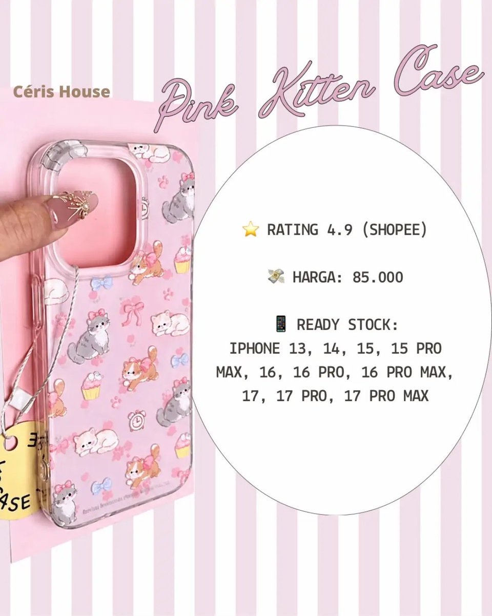 CerisHouse's tweet image. hai haiii cherish! aku mau rekomendasiin case iphone yang lucu dan pastinya berkualitas yaa… 
if you are interested, click this link to purchase : collshp.com/cerishouse
#case #casing #cute #viral #fyp #aesthetic