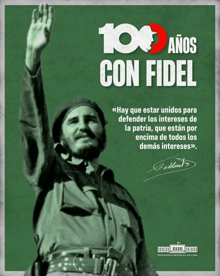 Hay que estar unidos para defender los intereses de la Patria.
#FidelEterno 
#100AñosConFidel 
#AnapVillaClara