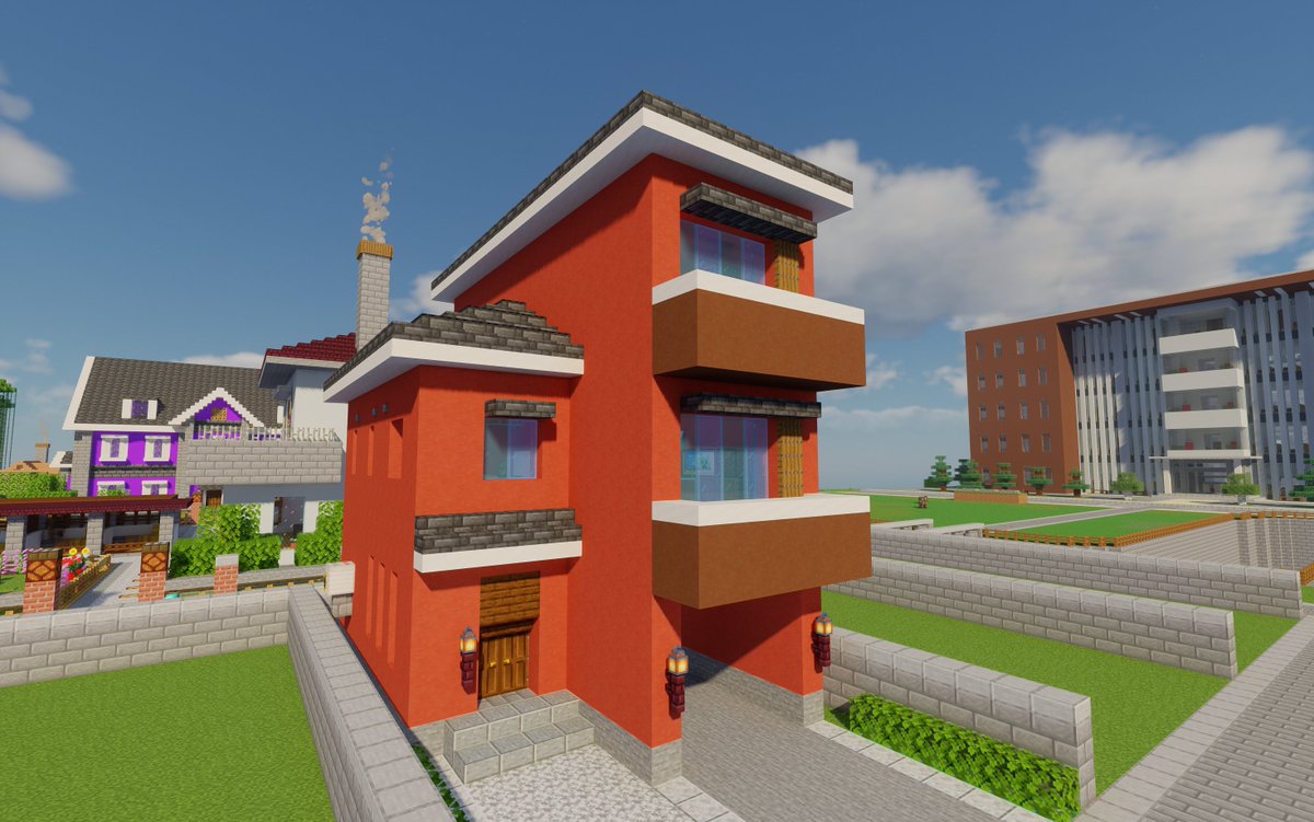 FumiyukiMC's tweet photo. 本拠点の隣に３階建ての家を建てました。
ビルトインガレージ付きの狭小住宅という設定です。 https://t.co/KEhPcpKn3R