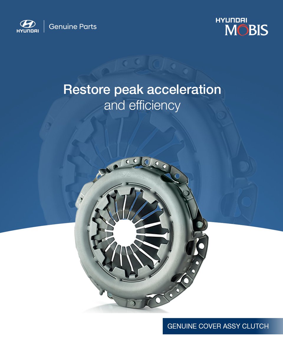 HyundaiMobisIN's tweet image. Choose Genuine Cover Assy Clutch for maximum grip, minimum effort &amp;amp; the ultimate clutch engagement. 
#HyundaiMobis #GenuineParts #CarCare #CarMaintenance #DriveSmooth