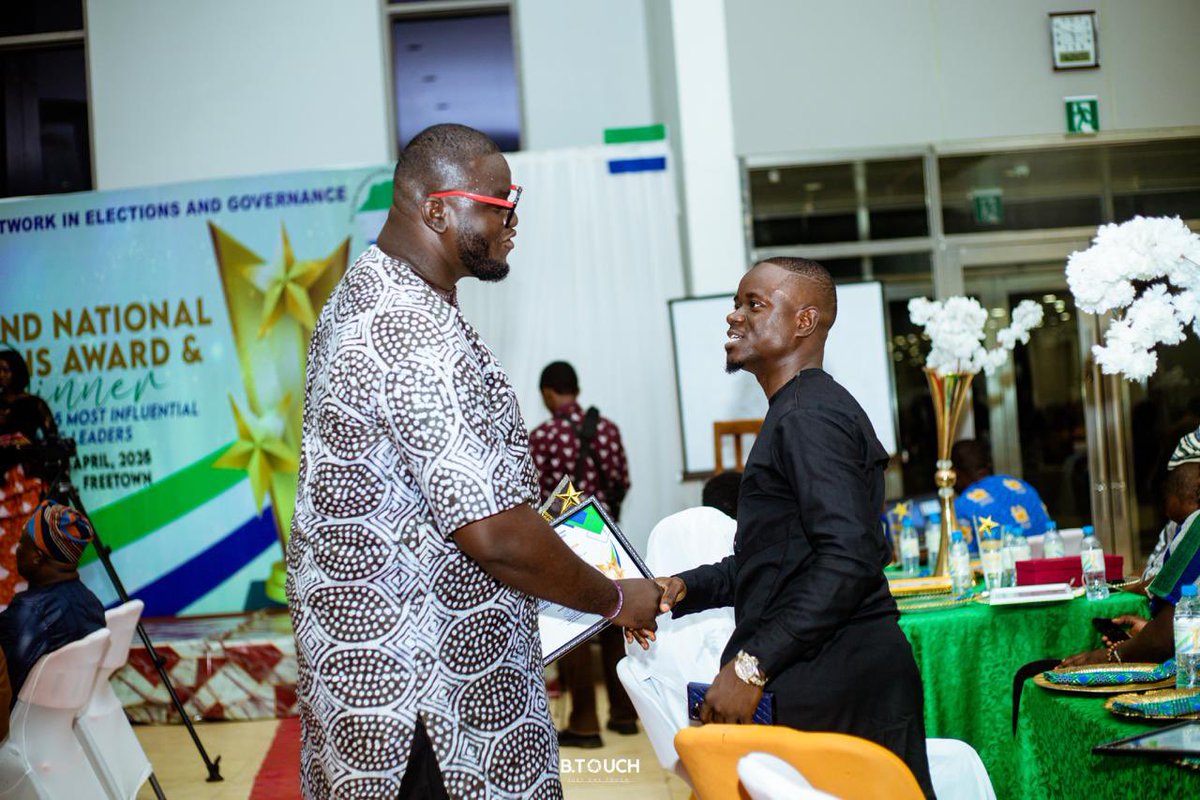 AmbDura's tweet photo. Honored to be named Best Young Political Advocate at last night’s Grand National Youth Award 2026. Grateful that my service to Sierra Leone and commitment to the #NewDawn vision have been recognized. Thank you to everyone who believes in and supports this journey. God be praised. https://t.co/cDag3sKt1g