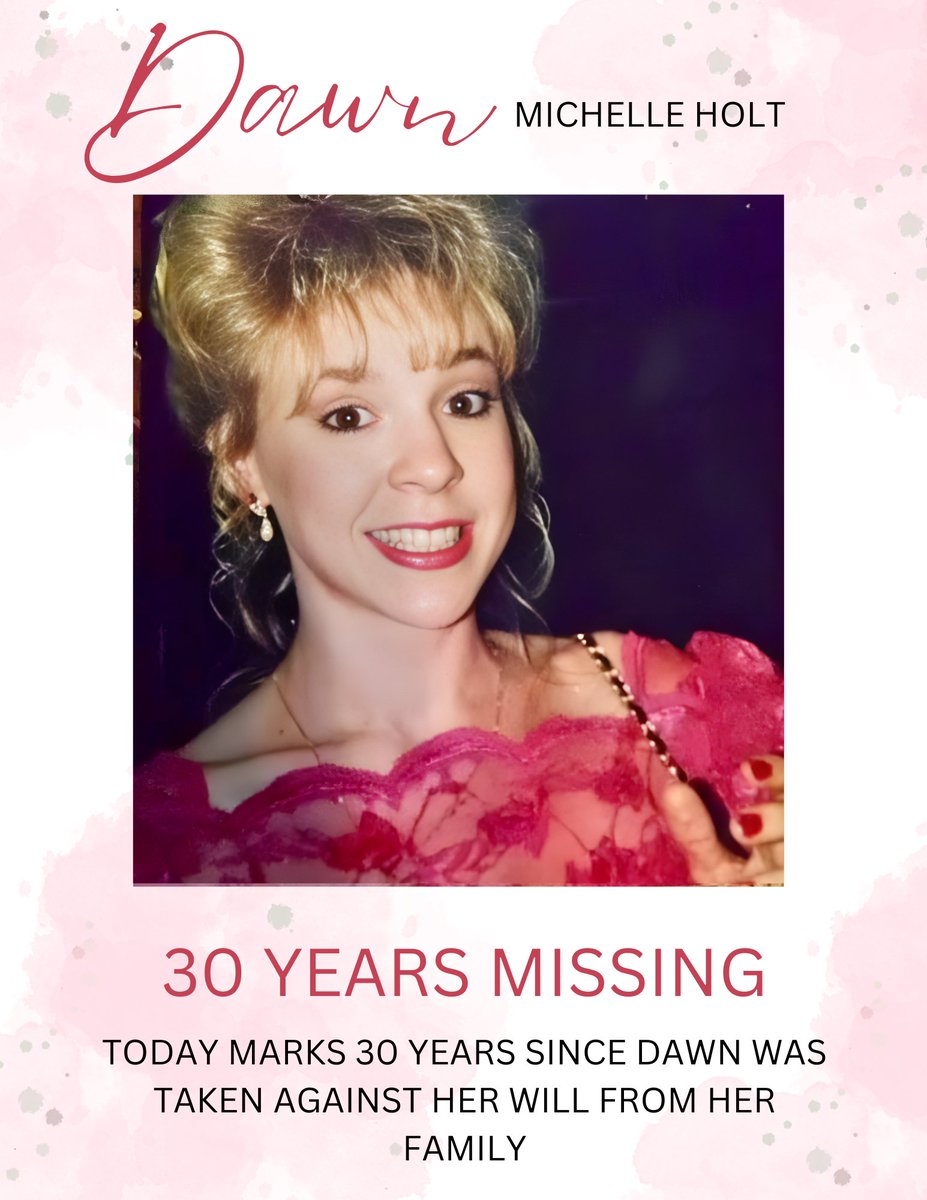 Thirty Years.

Thirty years since Dawn Michelle Holt disappeared into a silence that has never been broken. On April 25, 1996, a 20-year-old young woman with a future still unfolding was last seen in Waldorf, Maryland.

Dawn was taken from people who loved her- her children, her