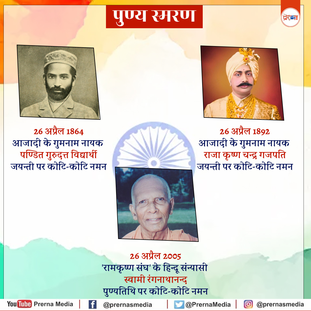 PrernaMedia's tweet photo. आज इनका करें पुण्य स्मरण...
#PunyaSmran #Tribute #Remembering #IndianHeroes #FreedomFighters #IndianHistory #DeshBhakti #VeerNaman #Respect #Inspiration #Prerna #Bharat #25April #Legacy https://t.co/jF1QhVC2du