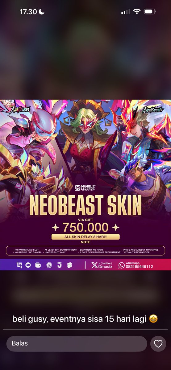 aipgoo's tweet photo. Open naruto allskin delay
Id 1x24j : 590k delay 8-10d
Id 2x24j : 560k delay 8-13d
Naruto akhven all skin 560k

Open neobeast all skin
Rp. 750k delay 8-13d

Parsha allstar
Prem : 105k
Bassic : 65k

Ling alstar 
Rp. 115k
Wa grup : https://t.co/p97sKs0kpd

#zonauang 
#zonajajan https://t.co/CZwhRDGJN9