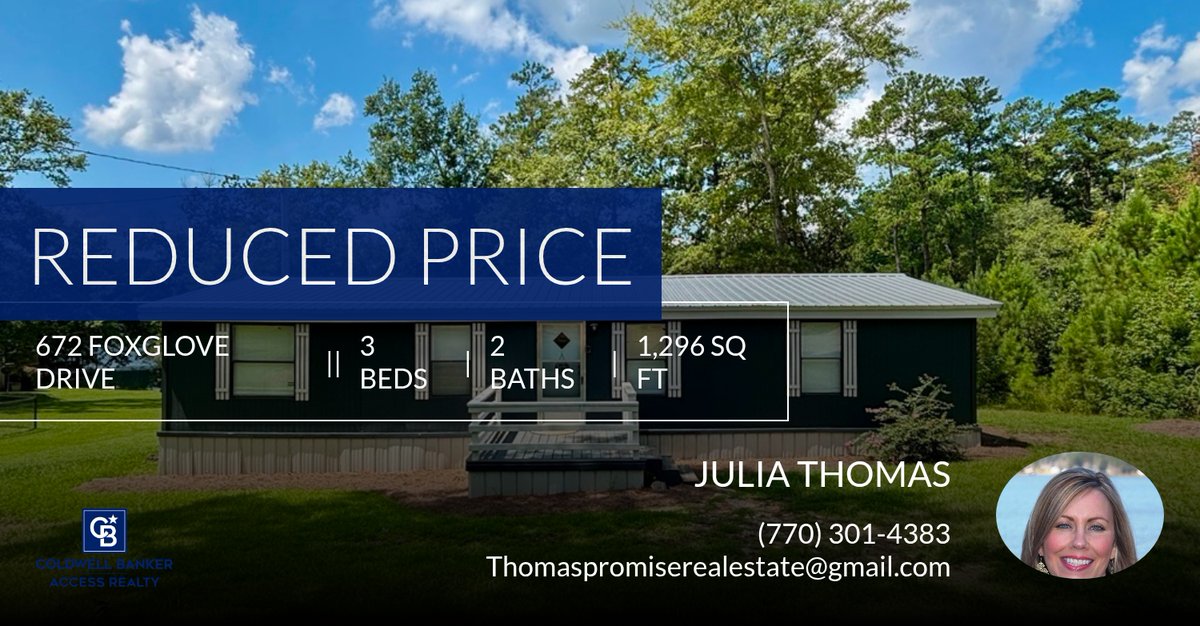 ThomasRealtor's tweet photo. 📍 Reduced Price 📍 This recently reduced home at 672 Foxglove Drive in Sparta won't last long, so, don't wait to set up a showing! Reach out here or at (770) 301-4383 for more information! https://t.co/tLpJU64Xyl https://t.co/wwUK6x0Zac
