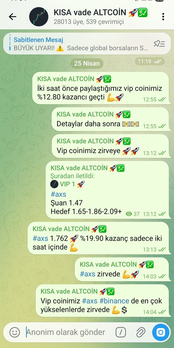 #axs zirvede 💪🚀

Vip coinimiz #axs #binance de en çok yükselenlerde zirvede 💪💲

Genel telegram grubumuzun bağlantısı alttadir 🚀
⬇️
t.me/kisavadealtcoin