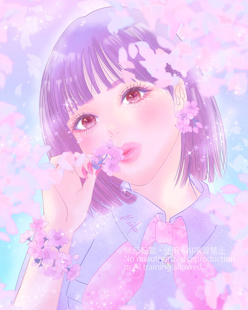 miiko_design's tweet photo. やっと描けました🥹
なかなか納得いかなかったり、理想の雰囲気に到達するまでに変化したり…
イラストって不思議だなぁと久々に感じました！
キラキラした幸せが少しでも届きますように🌸
#桜 #遅咲き #女の子イラスト #桜イラスト #art https://t.co/KXvOGGMcuu