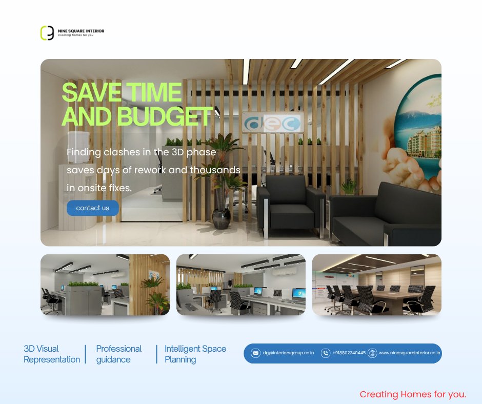 DineshGiri97663's tweet image. Save time. Save money. Build smarter. 🏗️

Our 3D planning detects design clashes early—so you avoid costly rework and delays.

Explore more 👉 ninesquareinterior.co.in

#InteriorDesign #3DVisualization #SmartPlanning