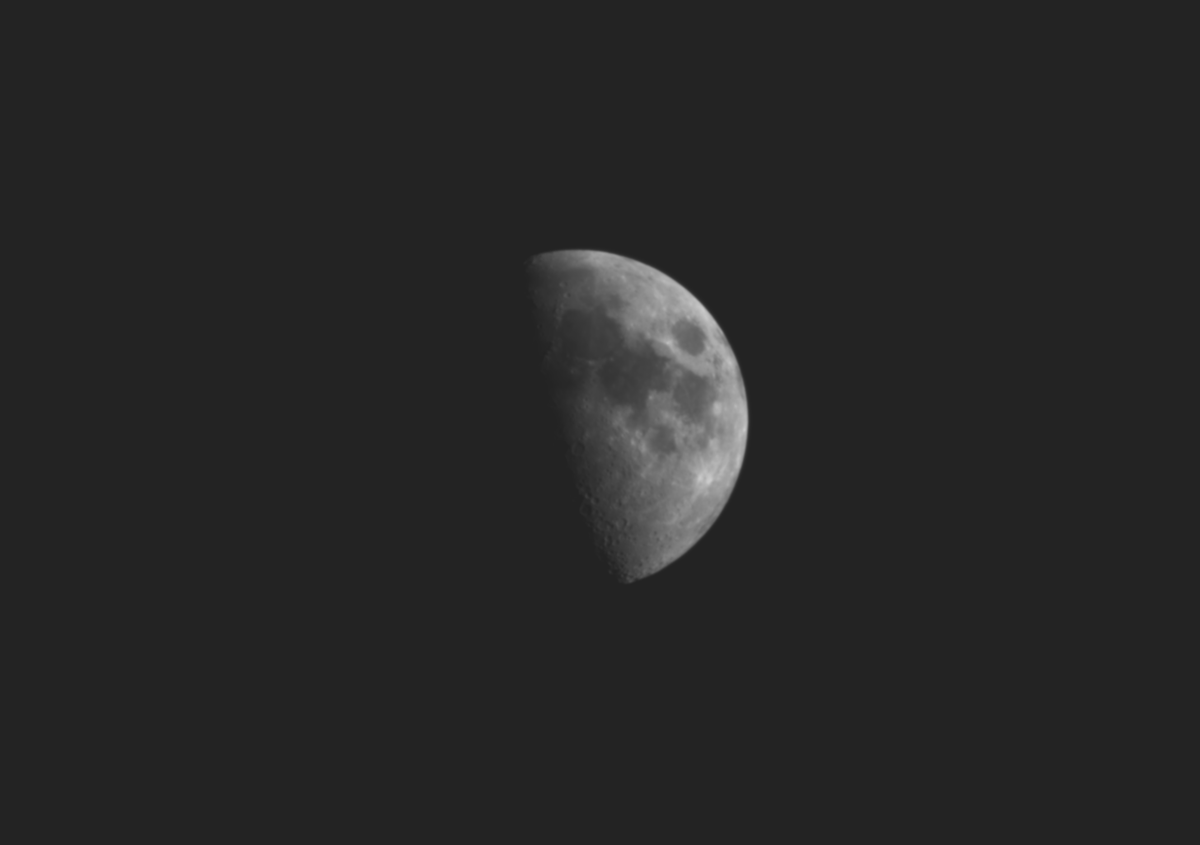 greg_the_maker's tweet photo. The Moon. Captured last night on The MountOne GOTO System and The 100MM Astrograph. 

250 images at 0.001 second exposure, processed with PIPP and stacked with AutoStakkert, edited in @photopeacom.

The lens is an apochromatic 100mm f3.5, camera is the @Raspberry_Pi HQ Camera. https://t.co/wOZkif7S1W