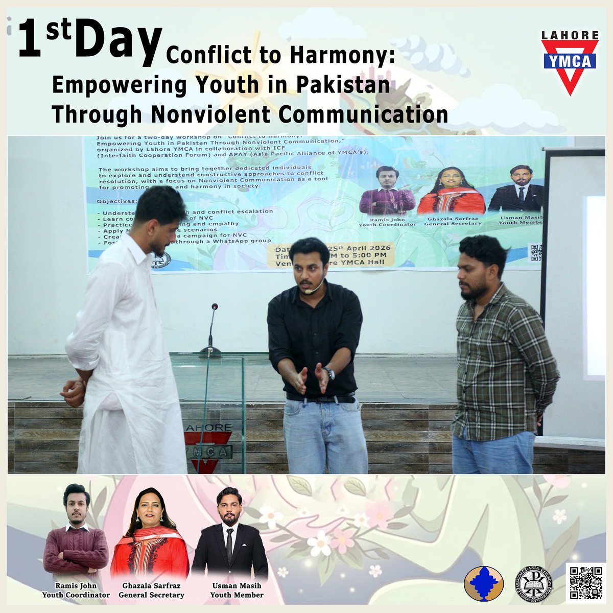 ymca_lahor59383's tweet photo. Day 1 - Workshop on Nonviolent Communication
Introduction to NVC, Presentation on the NVC Concept & Sharing 4 Components of the NVC - Observation, Feeling, Need & Request by Mr. Ramis John (Youth Coordinator)
#NonviolentCommunication #ConflictToHarmony #PeaceBuilding https://t.co/XVuk38Jnkb