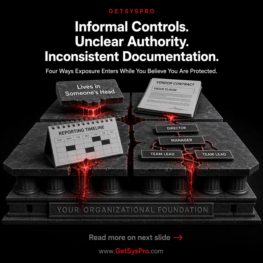 oblaktomo's tweet image. Insurance, occasional contract review, cash balance monitoring. That is risk absorption, not risk management. The exposure builds through informal controls while you believe you are protected.
getsyspro.com/newsroom/you-a…

#RiskManagement #Governance