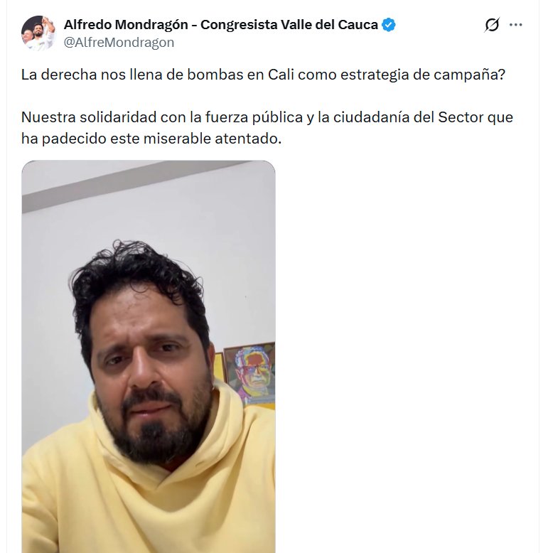 Las declaraciones de <a href="/wilsonariasc/">Wilson Arias</a> y <a href="/AlfreMondragon/">Alfredo Mondragón - Congresista Valle del Cauca</a>, nuestros representantes por el Valle del Cauca en el Congreso, DAN ES VERGUENZA! 

Srs, la violencia no distingue ideologías; afecta a todos por igual.