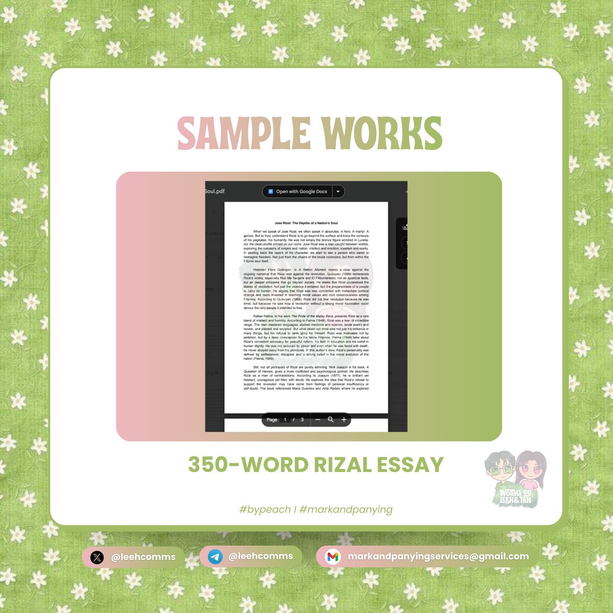 (📋) — sample works .ᐟ

: 350–WORD RIZAL ESSAY

🪷 #bypeach