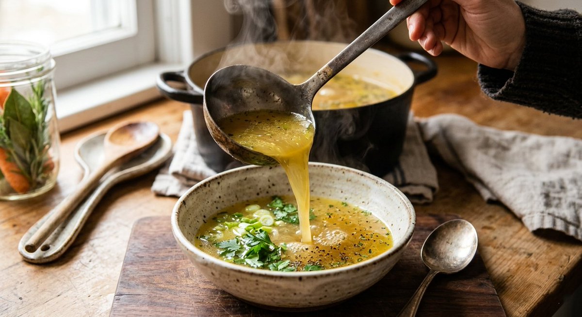 KristenJakobitz's tweet image. Your grandma was right about chicken soup. Bone broth is rich in collagen, glycine, and glutamine, which help heal and seal the gut lining. It’s literal liquid gold for your digestive tract. 
#GutHealth #BoneBroth #TraditionalFoods