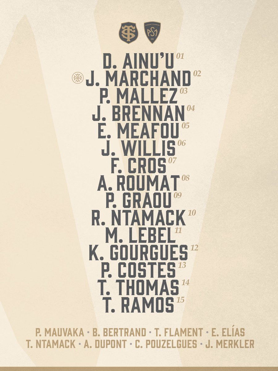 Représenter fièrement notre ville 🏛️

La compo des Stadistes face à Clermont 👊