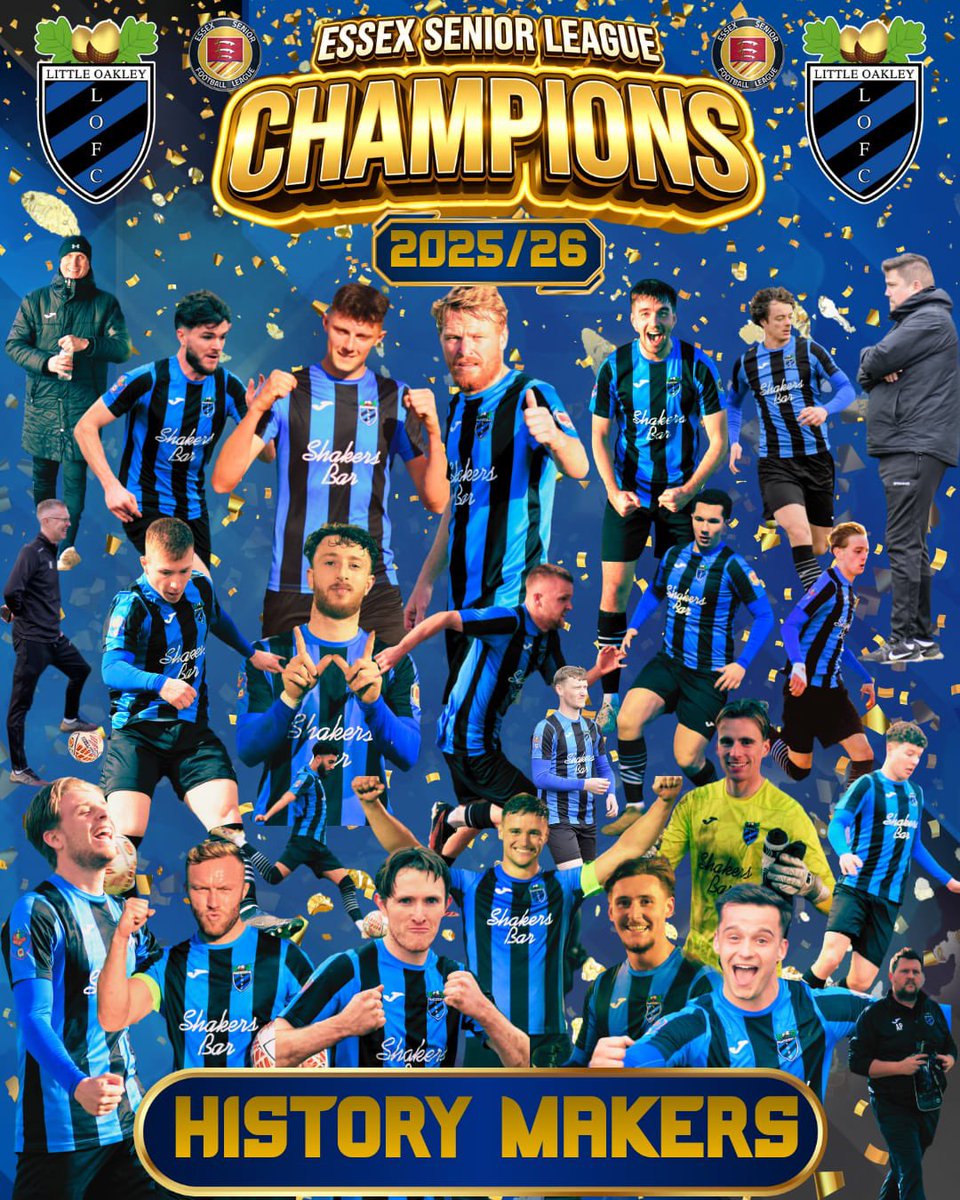𝐋𝐈𝐓𝐓𝐋𝐄 𝐎𝐀𝐊𝐋𝐄𝐘 𝐅𝐂 

Essex Senior League Champions.

History Makers 🖤💙