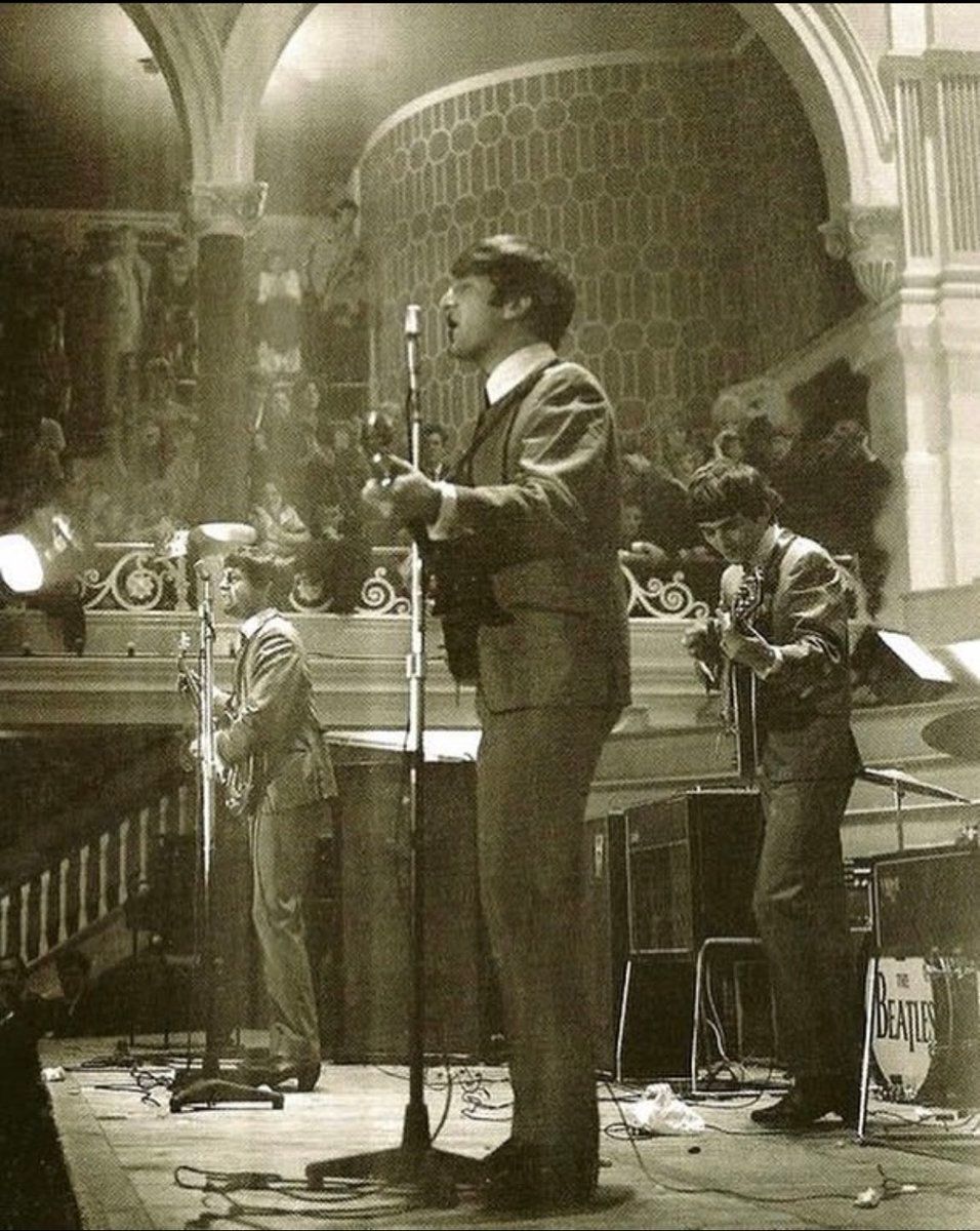 BeatlesEarth's tweet photo. The Beatles performing at the Public Hall in Preston, Lancashire (September 13, 1963) https://t.co/i5Gt0kNtO3