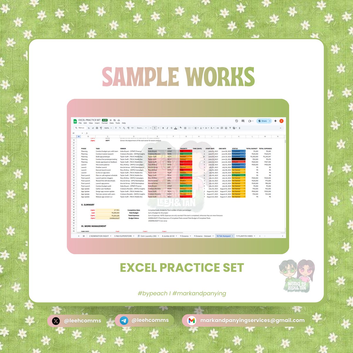 (📋) — sample works .ᐟ

: EXCEL FORMULA PRACTICE SET

🪷 #bypeach