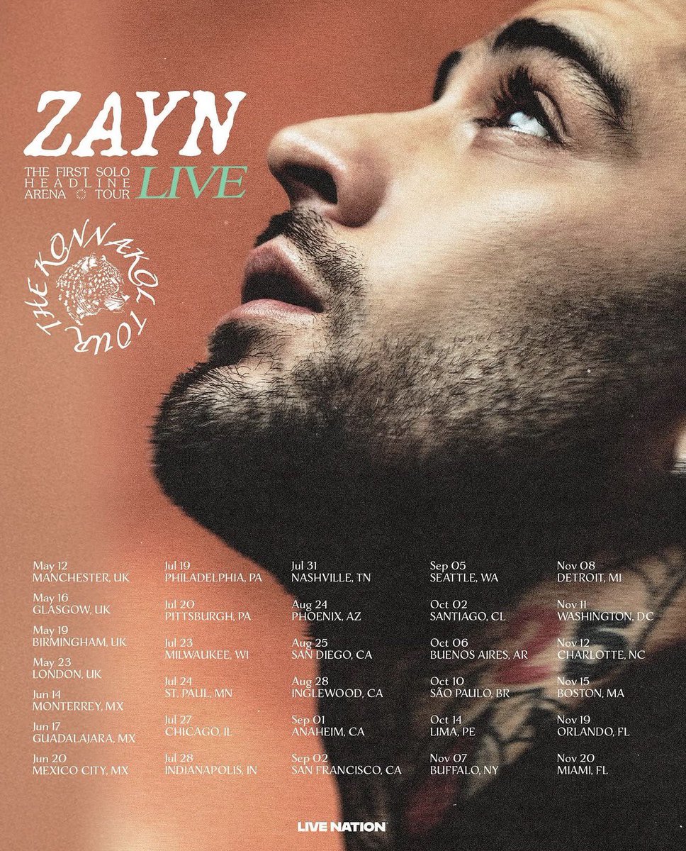 ZJMCRAVE's tweet image. Zayn will kick off the ‘Konnakol Tour’ in less than a month. 

Which show(s) will you be attending?