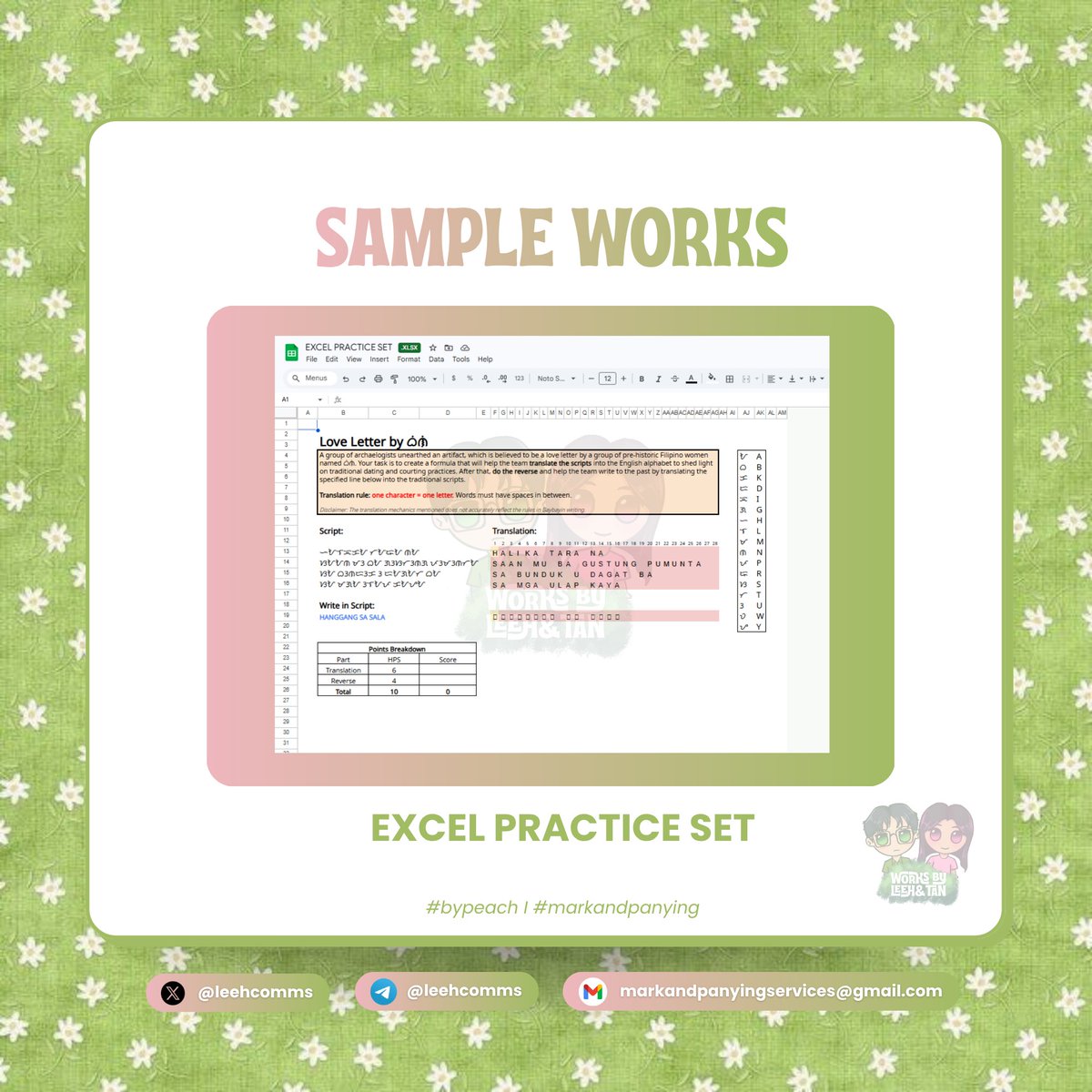 (📋) — sample works .ᐟ

: EXCEL FORMULA PRACTICE SET — Language Formula

🪷 #bypeach