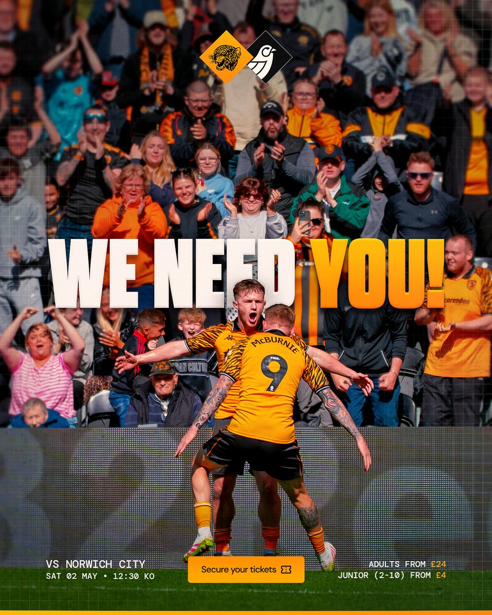 HullCity's tweet photo. Attention turns to next Saturday, and we need you behind us at the MKM 🧡

🔗 https://t.co/5LQKohCkzY

#hcafc https://t.co/V4gxwHj4mp