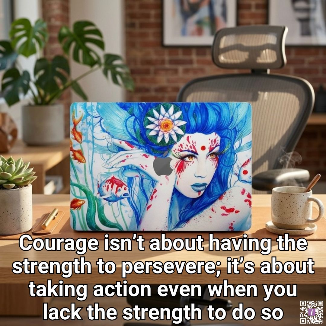 iStylescom's tweet image. Today's artwork reminded me there is light even in depth. If you're weary, remember: bravery isn't about feeling strong but taking the next step. 👣

#Courage #Bravery #TakeAction

Featuring Lady Koi Apple MacBook Skin
👉 istyles.com/x/macbook-cour…
