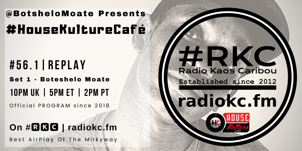 RadioKC's tweet image. ▂▂▂▂▂▂▂▂▂▂▂▂▂▂
TODAY

🕙10PM UK⚪5PM ET⚪2PM PT

@BotsheloMoate's #HouseKultureCafé

EP #56.1 │ 2022 #REPLAY

2hrs SA #afrohouse

🎛️ Guest
▶️ @ArolSkinzie

⬇️Details⬇️
🌐 fb.com/RadioKC/posts/…

on #🆁🅺🅲 📻 radiokc.fm
▂▂▂▂▂▂▂▂▂▂▂▂▂▂