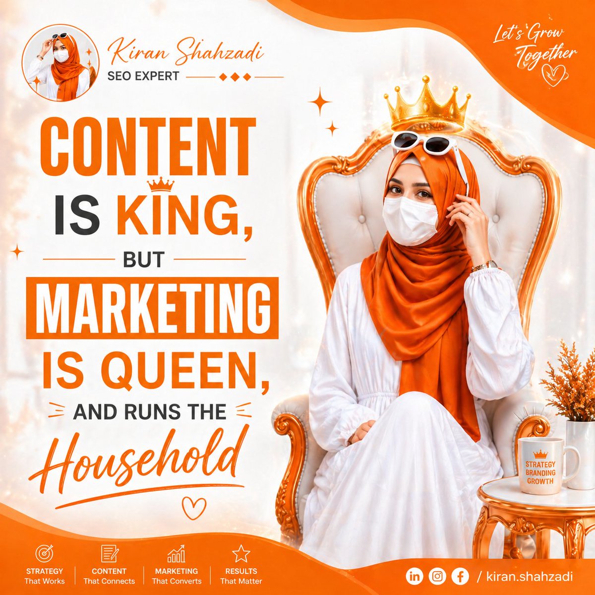 kiranseoexpert's tweet image. Nobody finds great content by accident. 

You need: 
 Content that creates value 
 Marketing that builds reach 
 Engagement that builds trust 
 Strategy that builds growth

Content is King. 
But Marketing wears the crown. 

#SEO #ContentIsKing #MarketingIsQueen #DigitalMarketing