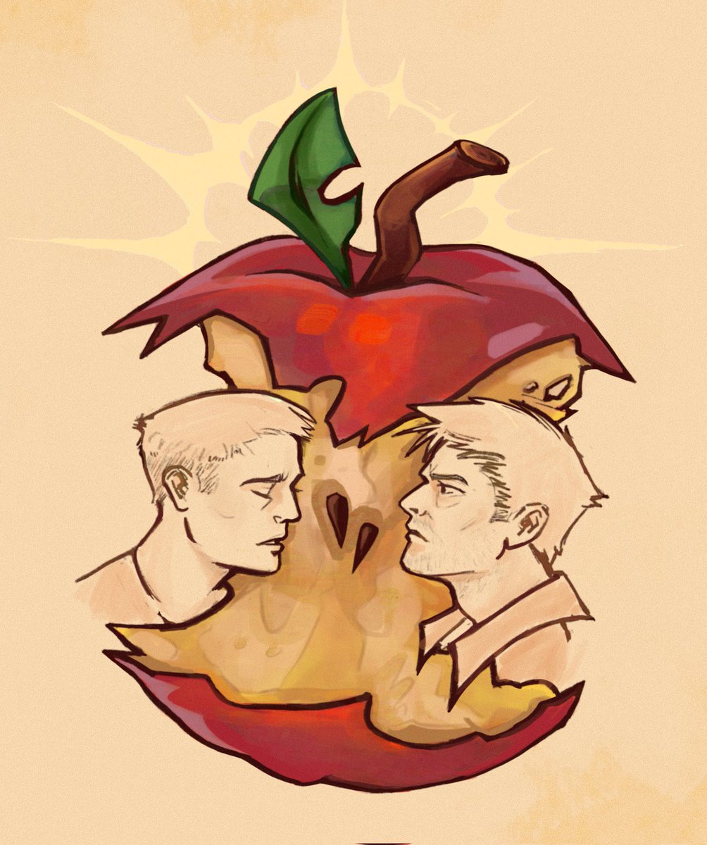 Lord_Actias's tweet photo. Doomed yaoi meets Apple trend 🍎
#appletrend #destiel #destielfanart https://t.co/JJ4cRcrqUM
