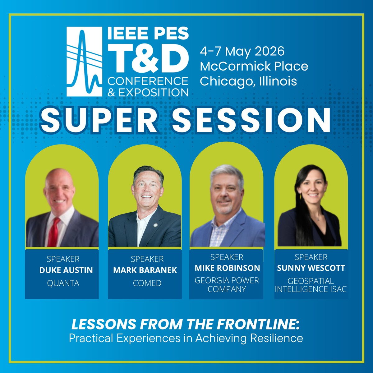IEEETandD's tweet photo. ⚡ Lessons from the Frontline features Quanta, ComEd, Georgia Power &amp; Geospatial Intelligence ISAC addressing extreme weather, cyber threats &amp; outages—what’s working now.

Learn more → https://t.co/ubju7OZb1m

#ieeepes #ieeeTandD #ieee #ieeeevents @ieee_pes https://t.co/yBIfeZTVHw