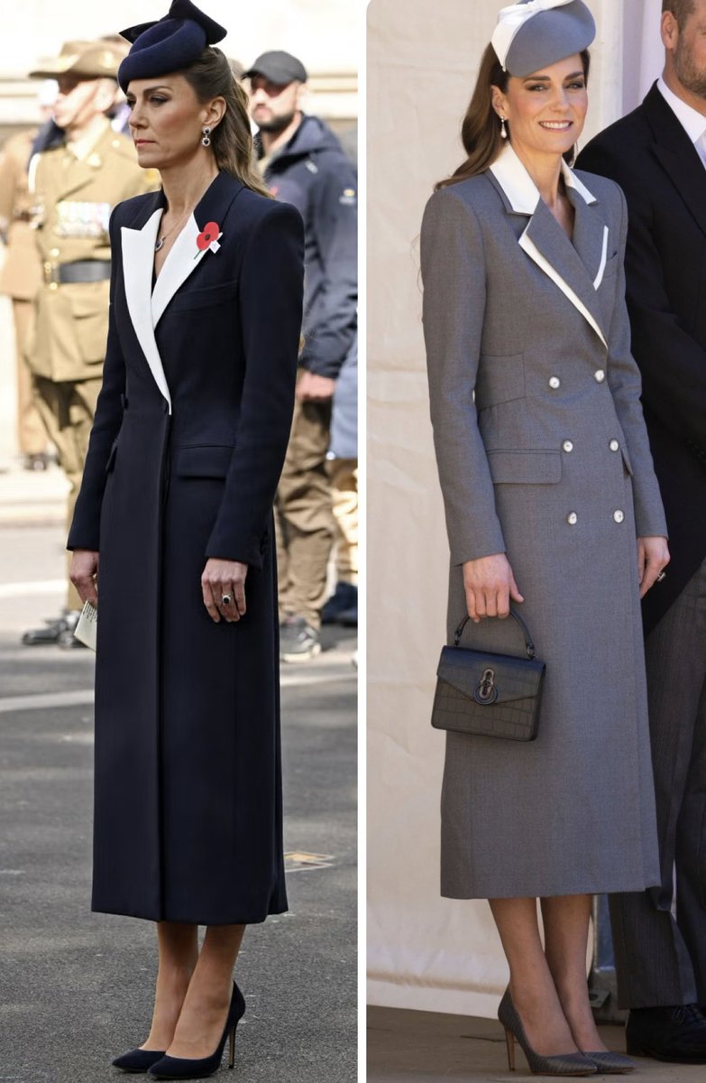 Princess Catherine’s Coat dress today reminds me a lot of her look from the Nigerian State visit 💙💛