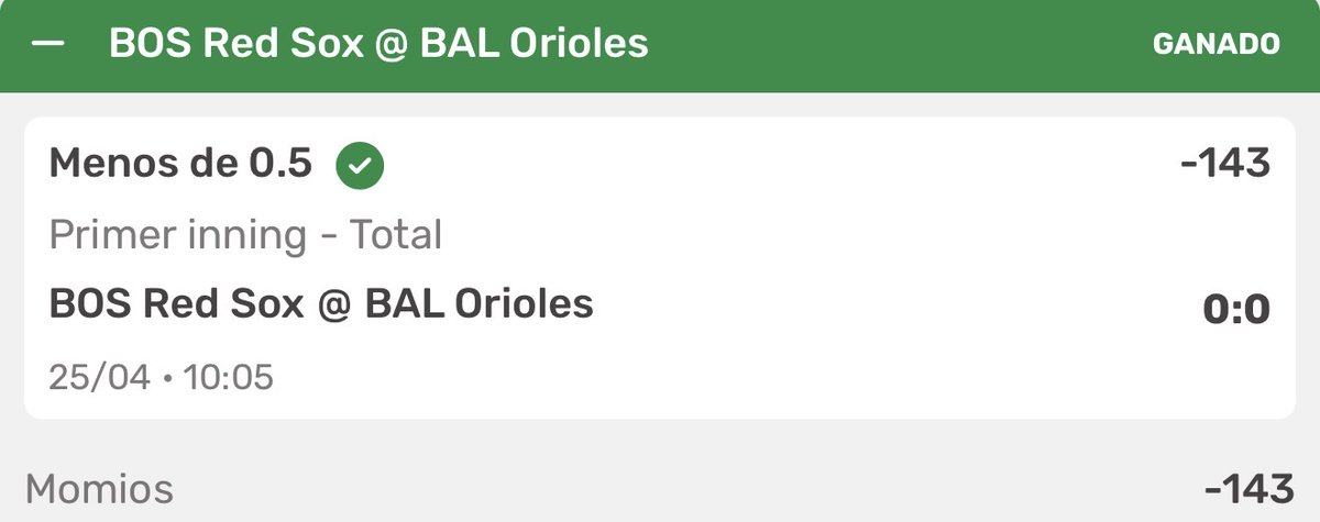 PicksdelSoplon's tweet photo. 🚨 ¡VERDE DEL GORDO! 🔥💰

BOS Red Sox @ BAL Orioles  
Menos de 0.5 en el primer inning✅  

¿La metiste? Comenta “VERDE” 
La solté en el grupo GRATIS 👇
#PicksDelGordo #MLB #PrimerInning #VerdesDiarios https://t.co/oAisV8PUZj