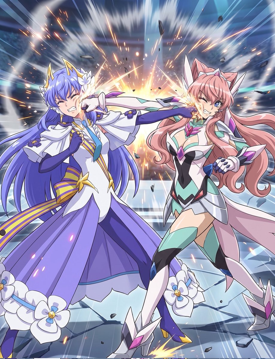 virgoAce's tweet photo. 💜世界一可愛い妹論争激化🩷

マリア＆ヴィオラ
「メイクデビュー🎶」

ゆ、ユニゾン❗❓️

＃シンフォギア　＃プリオケ https://t.co/YVP1h7FDiX