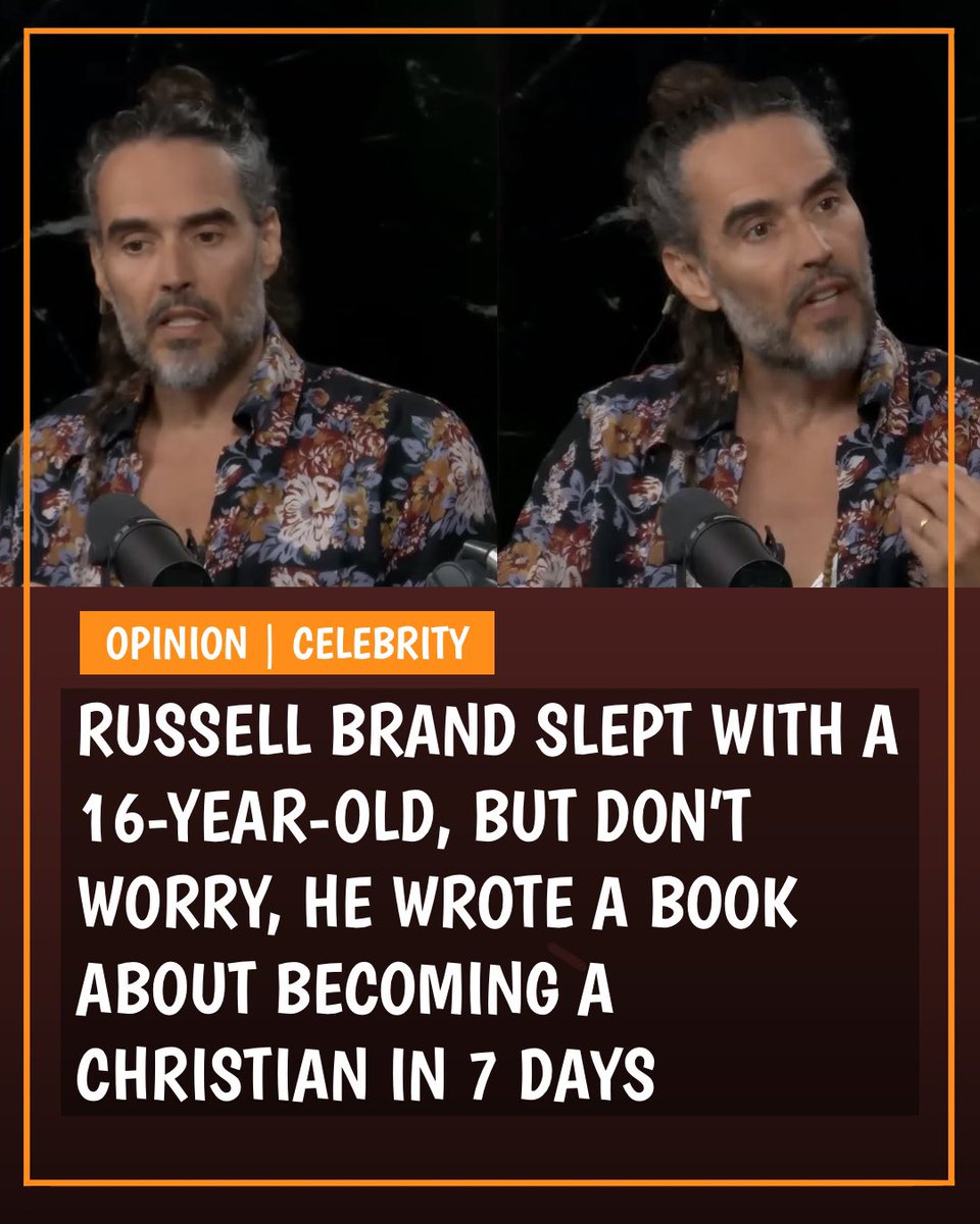 The_Orange_Post's tweet image. Russell Brand’s sexual history and assault allegations should not be brushed aside because of his religious conversion. Redemption narratives weaken accountability and change how seriously society judges harmful behavior.￼

#russellbrand #christian #weirdo