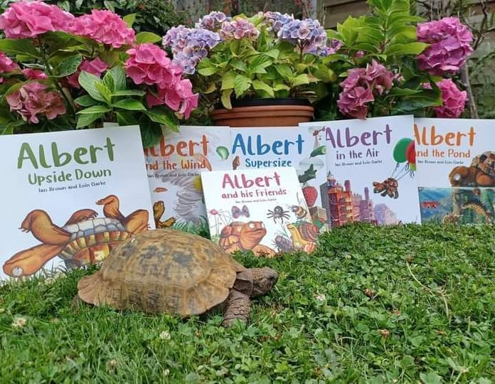 AlbertTortoise's tweet image. Always keen to inspect the #books he has #inspired, here's #ALBERTthetortoise with some of the 9 #ALBERT #picturebooks, 3 #BoardBooks &amp;amp; #ActivityBook #AvailableNow from #bookshops and online. AlbertTortoise.com
#bookseries #tortoise #garden #illustrated #storytime