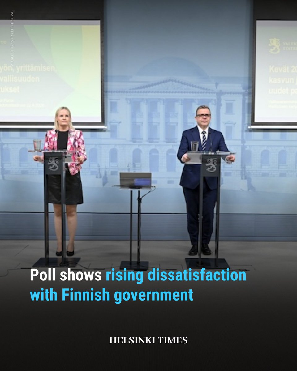HelsinkiTimes's tweet image. A majority of Finns view the government led by Prime Minister Petteri Orpo as having failed in most policy areas, according to a new survey that shows growing dissatisfaction with its performance.

#Finland #Government #PublicOpinion #Politics #Economy

🔗 f.mtr.cool/ywmkjmqpkb