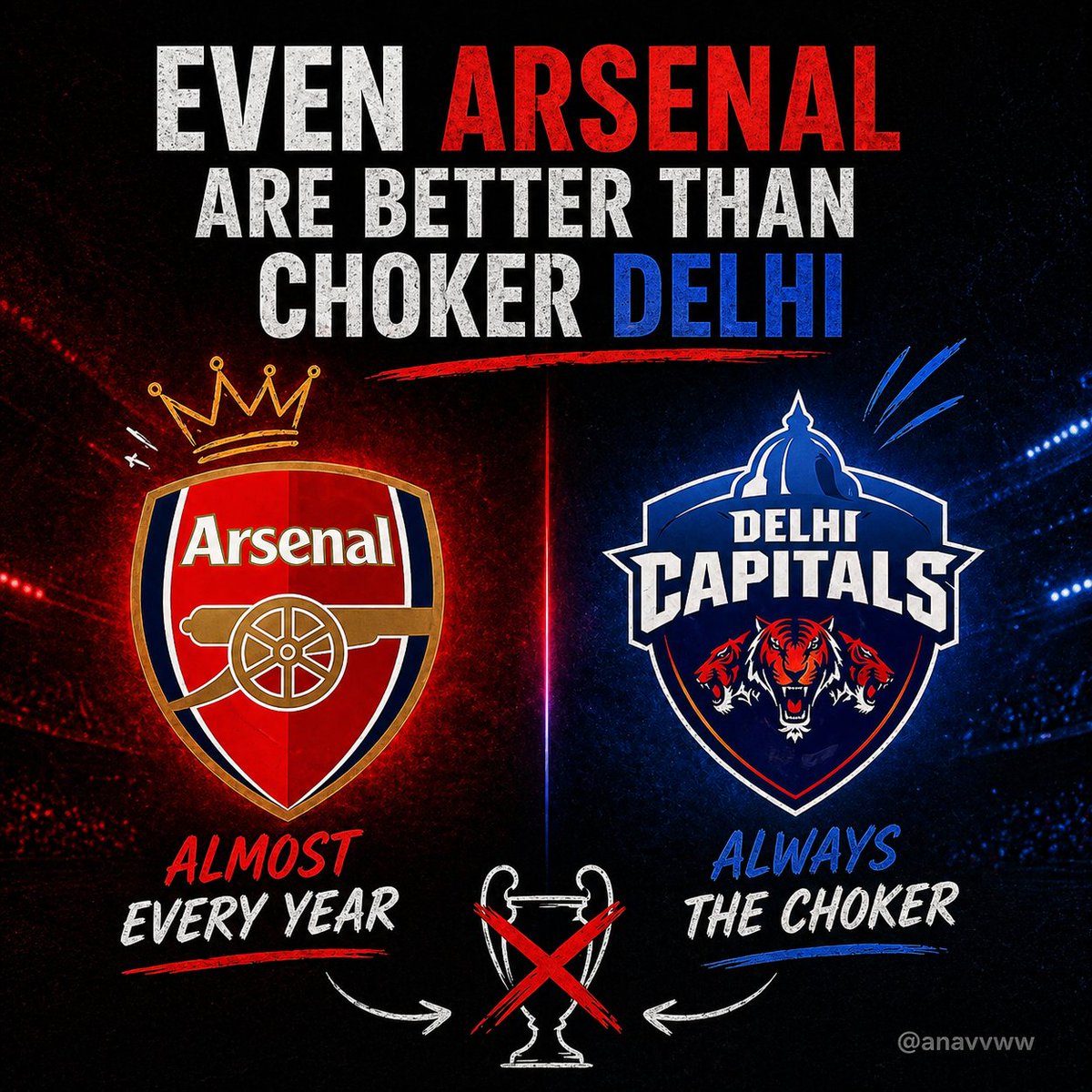 Two teams same story <a href="/DelhiCapitals/">Delhi Capitals</a> <a href="/Arsenal/">Arsenal</a>
