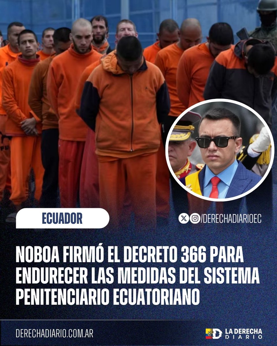 🚨🇪🇨 | SE ACABÓ LA JODA: El presidente Daniel Noboa firmó el Decreto 366 y reformó por completo el sistema penitenciario ecuatoriano, eliminando el uso de efectivo en cárceles, obligando a pagar grilletes electrónicos según la capacidad económica y endureciendo controles con