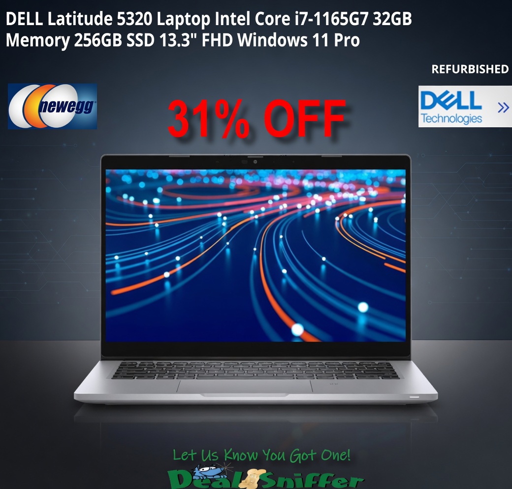 dealsniffer's tweet image. 👏 31% OFF DELL Latitude 5320 Laptop Intel Core - Refurbished 💻
i7-1165G7 32GB Memory 256GB SSD 13.3" FHD Win 11 Pro 👀
mavely.app.link/QGPLAfr7C2b 🔗
#Dell #DellLaptop #laptop #workfromhome #students #backtoschool #newegg