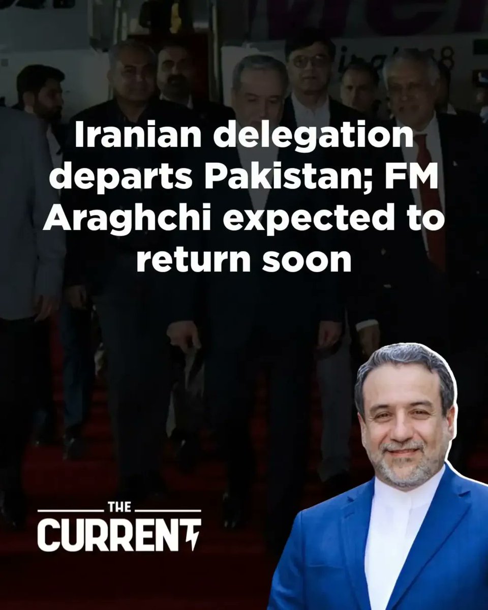 TheCurrentPK's tweet image. An Iranian delegation led by Foreign Minister Araghchi concluded its Islamabad visit after high-level meetings with PM Shehbaz Sharif and CDF Asim Munir, where Tehran’s stance on the ceasefire and US demands was officially conveyed. 

#TheCurrent #USIranTalks