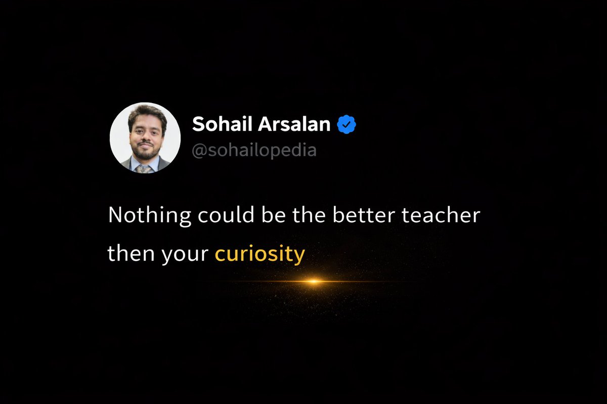 Sohailopedia's tweet image. I struggled with consistency for years.

Not because I couldn’t work—
but because I had to.
The moment curiosity kicked in, everything changed.

Consistency stopped feeling like discipline…
and became obsession.

Nothing teaches better than curiosity.
#Curiosity #SelfGrowth