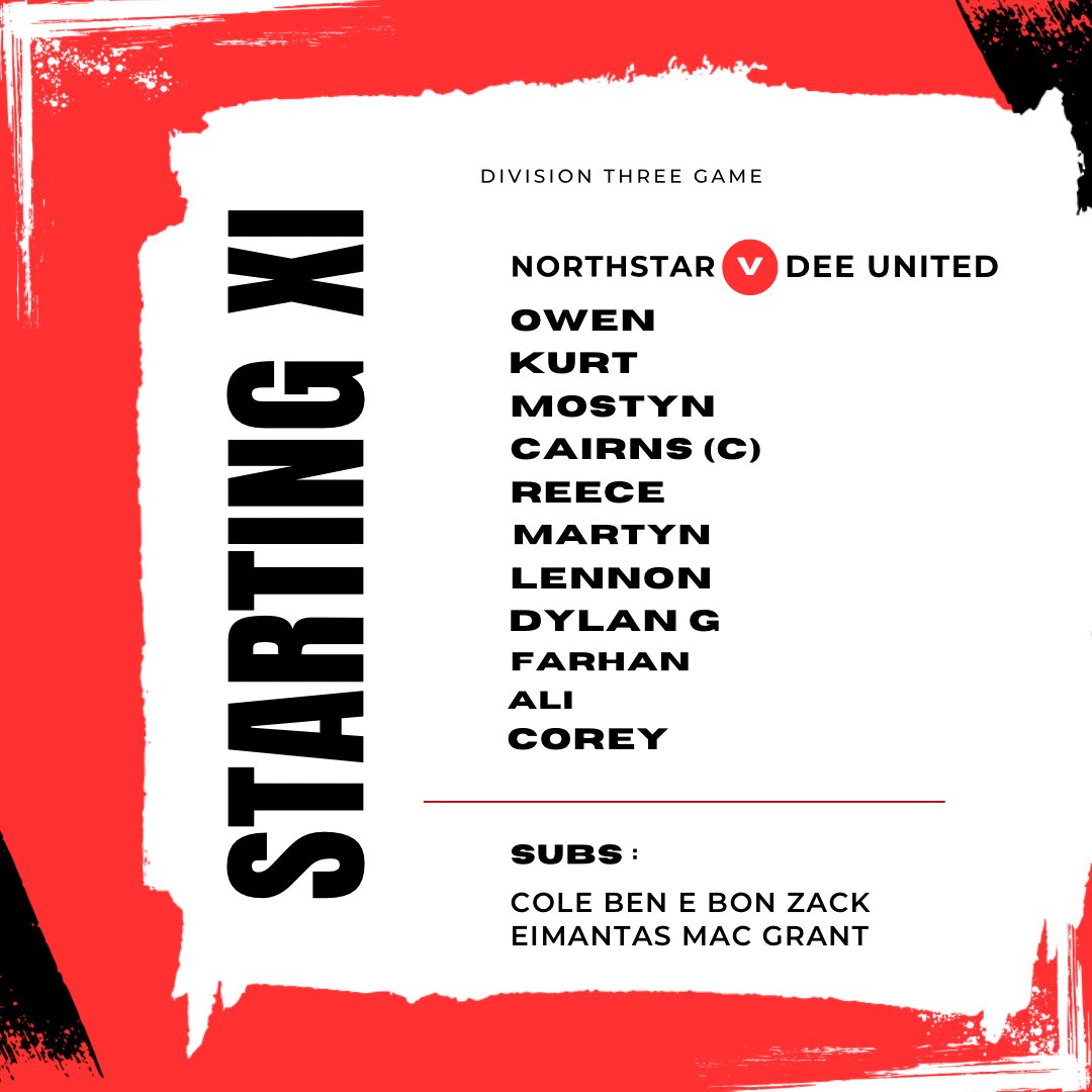 DeeUnited_FC's tweet photo. TEAM NEWS 📰 NORTHSTAR 🅰️
Kurt at right back
Martyn returns in midfield
Ali comes back in on the left
#DeeItAndBeUnited #NSTARDEE https://t.co/oMGQXPNXoG