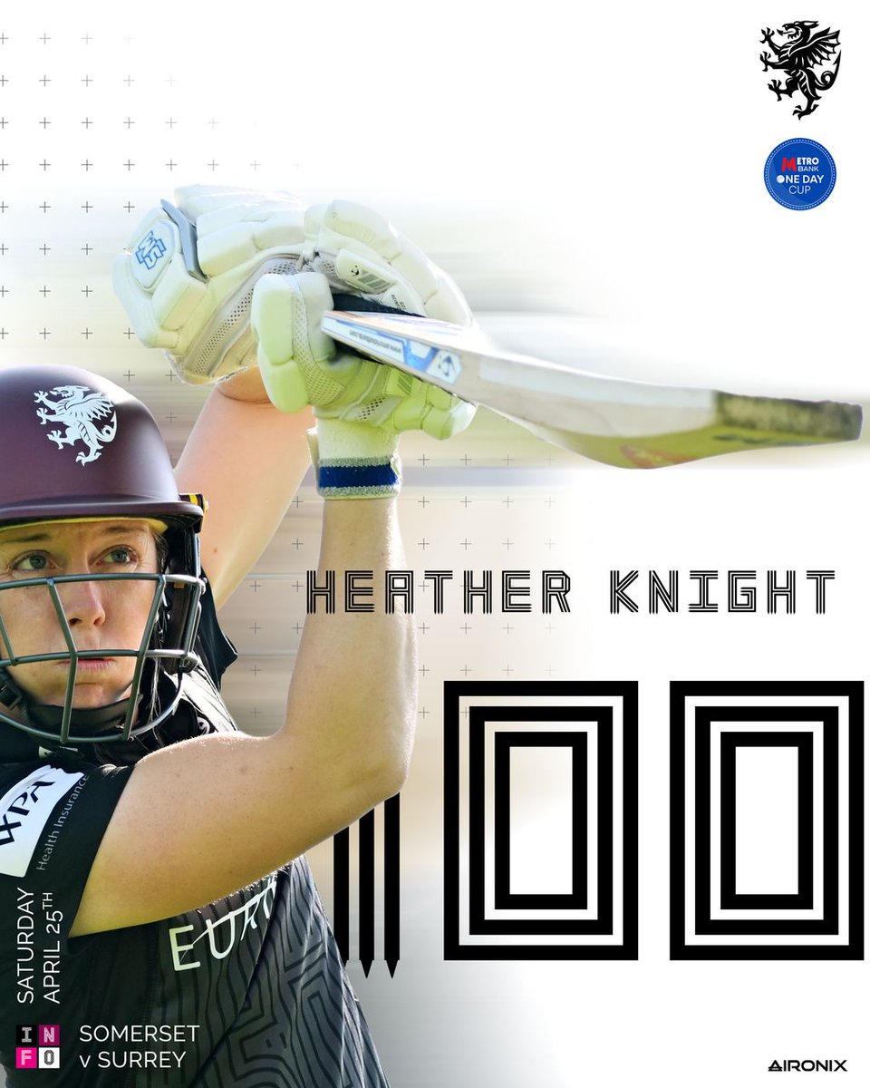 1️⃣0️⃣0️⃣

Century up for Heather Knight 🤩
First one for Somerset Women 🩷🖤

#SOMvSUR 
#YouAreSomerset