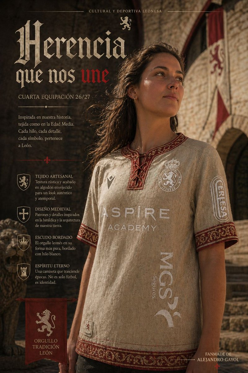 He creado 4 EQUIPACIONES para la Cultural Leonesa en la temporada 26/27 con ChatGPT

Las suelto por aquí