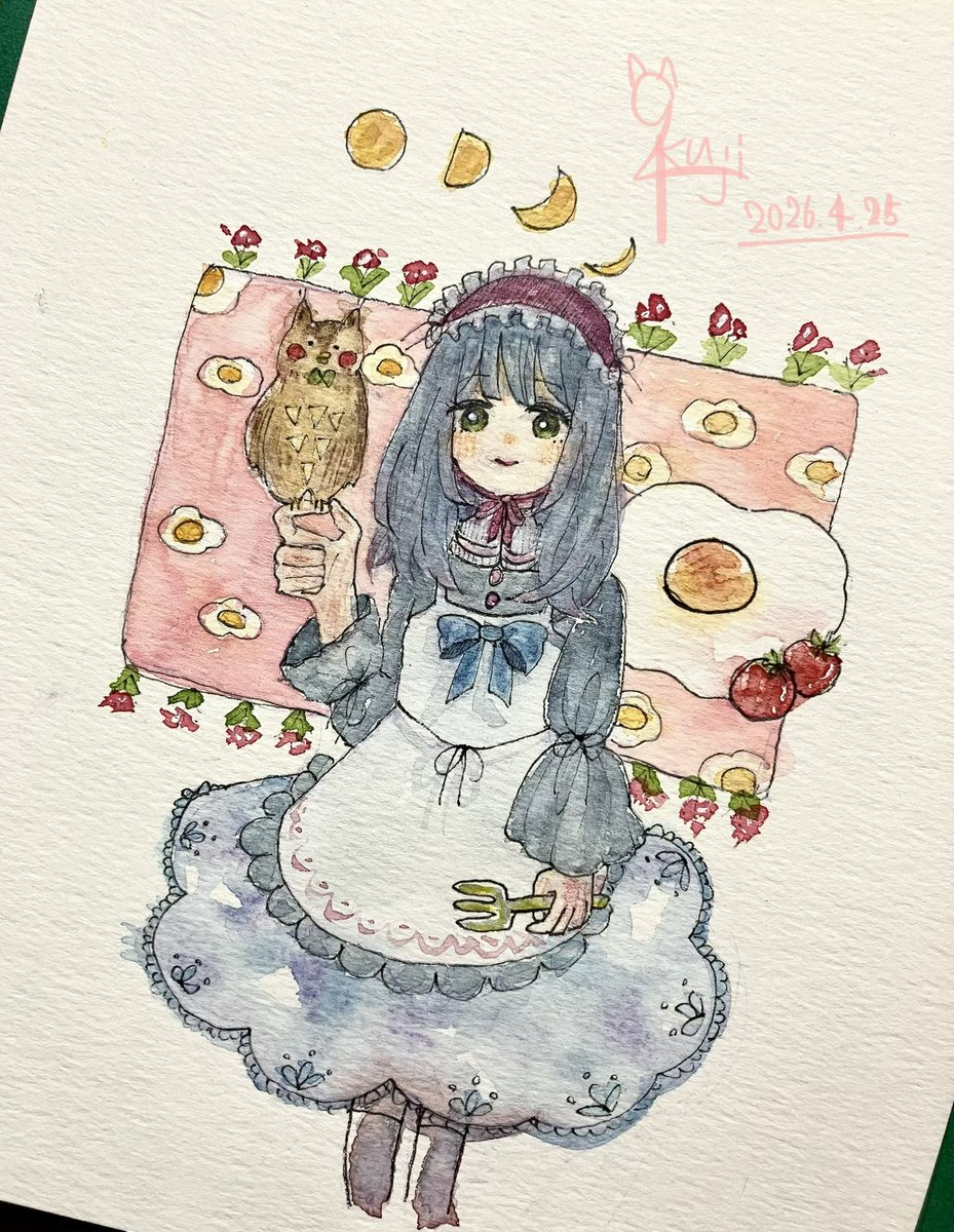 ずっと塗れずにいた線画を塗りました( ᐛ )و🎨
#透明水彩